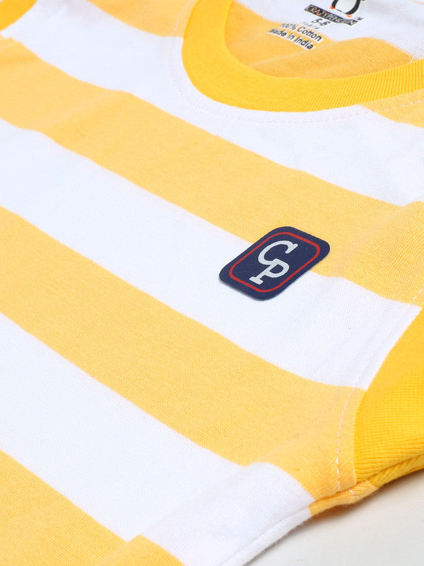 Boys Sleeveless Auto Stripe T-Shirt| Yellow