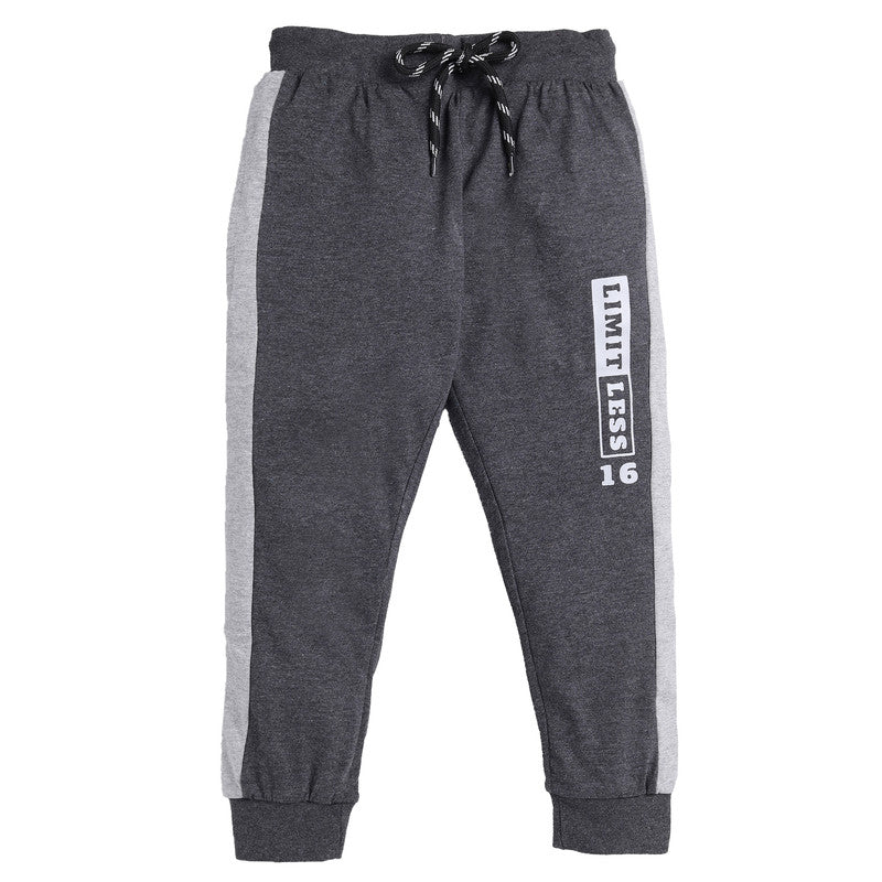Boys Plain Track Pant|Charcoal Melange