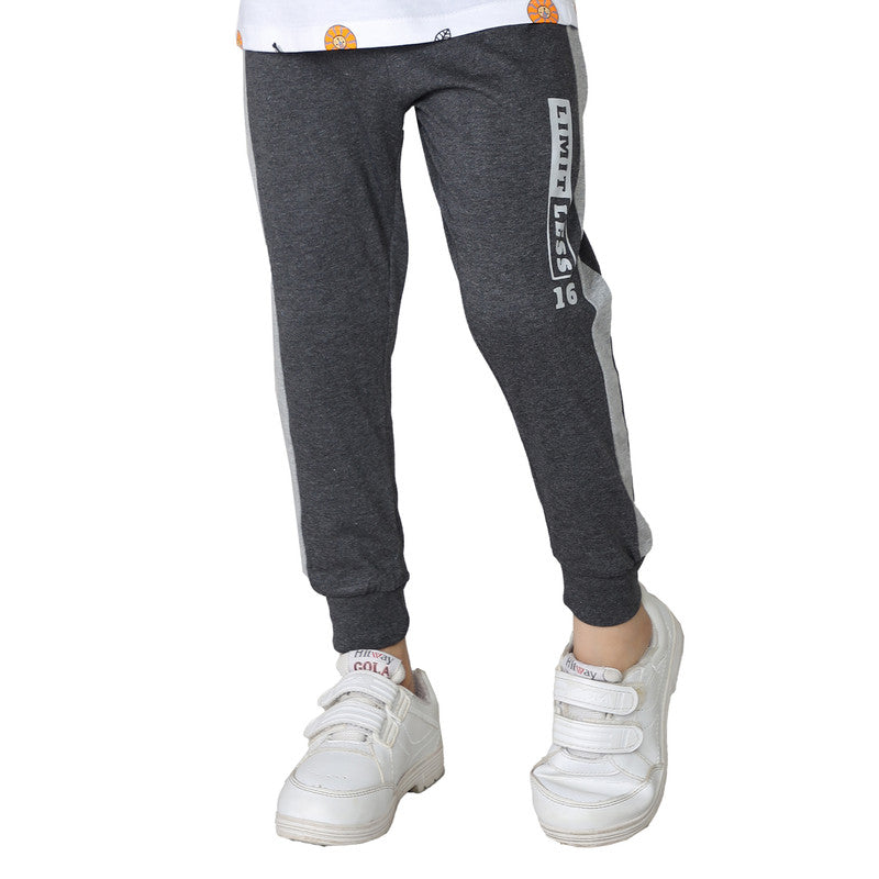 Boys Plain Track Pant|Charcoal Melange