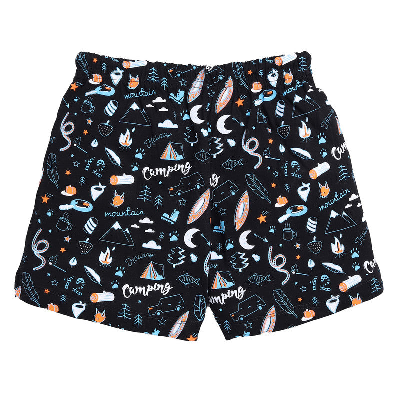 Boys All Over Printed Shorts|Black