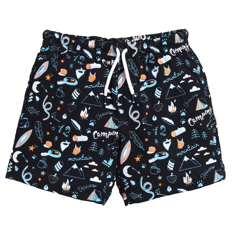 Boys All Over Printed Shorts|Black