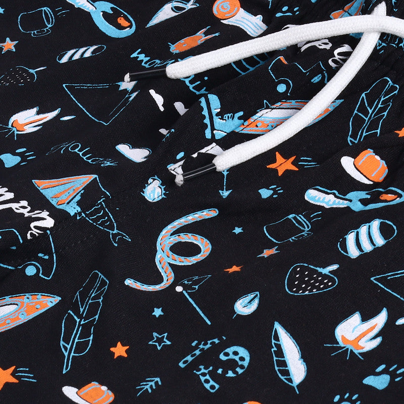 Boys All Over Printed Shorts|Black