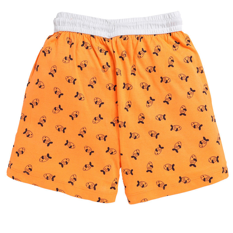 Boys All Over Printed Shorts|Orange