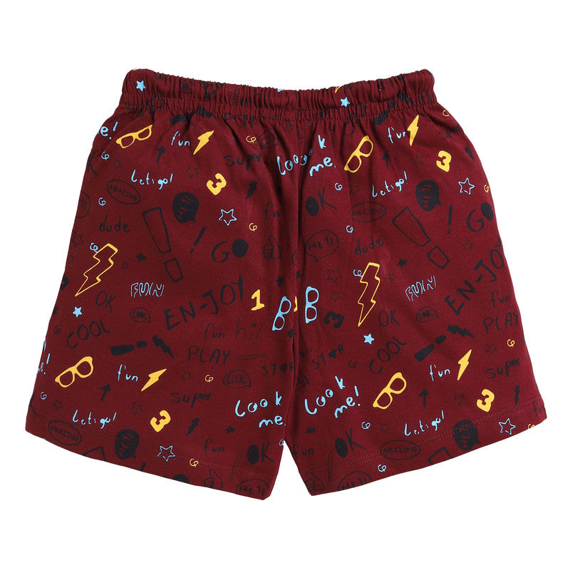 Boys All Over Printed Shorts|Maroon