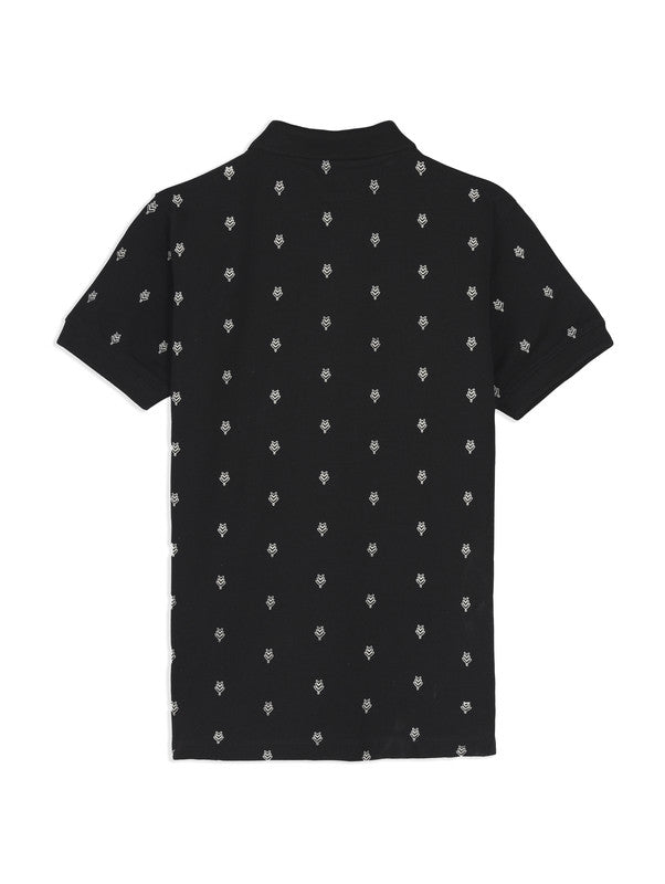 Black Graphic Printed Polo