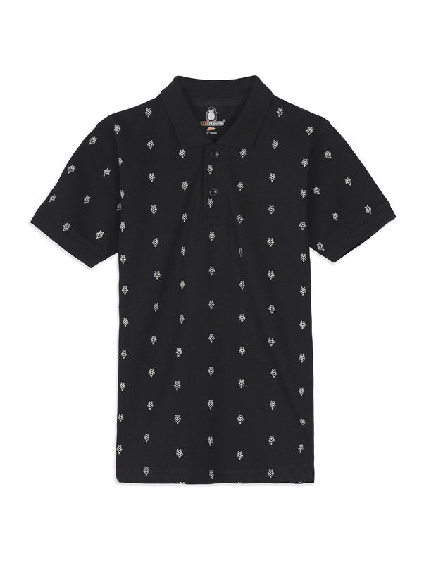 Black Graphic Printed Polo