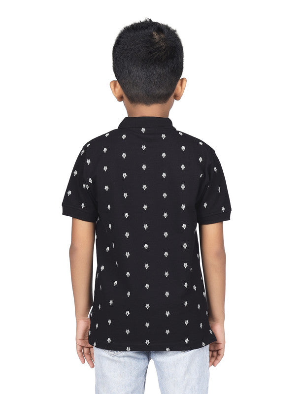 Black Graphic Printed Polo