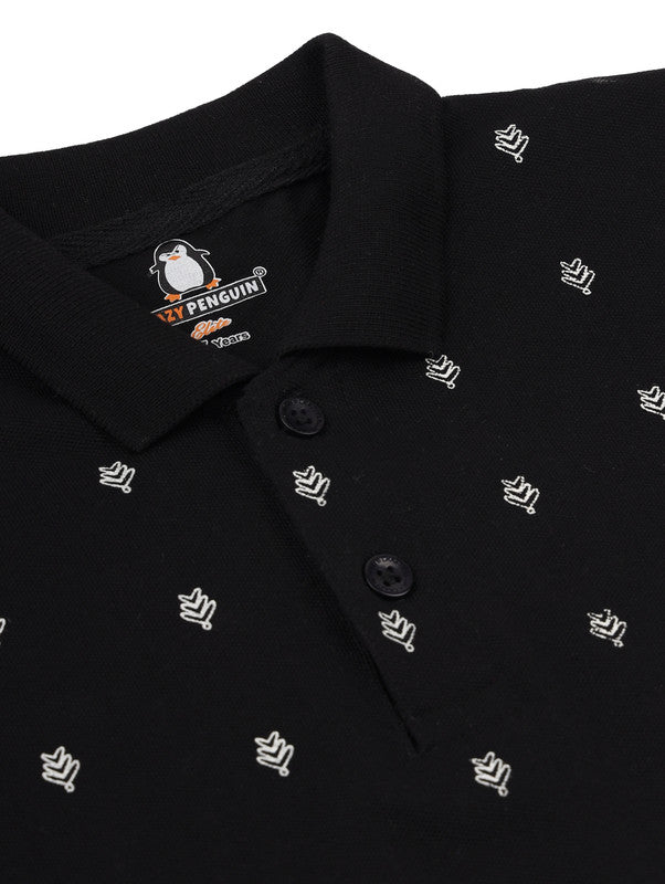 Black Graphic Printed Polo