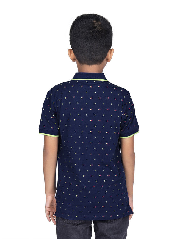 Graphic Printed Polo | Navy