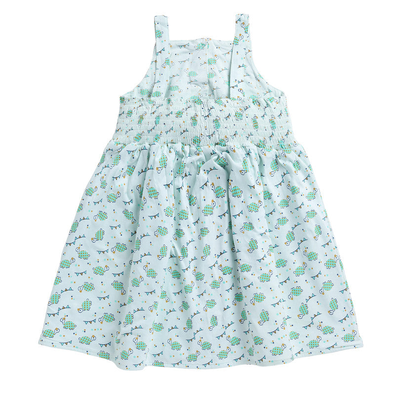 Girls Printed Sleeveless Frock|Mint
