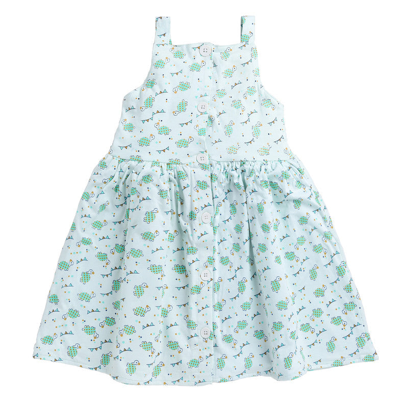 Girls Printed Sleeveless Frock|Mint