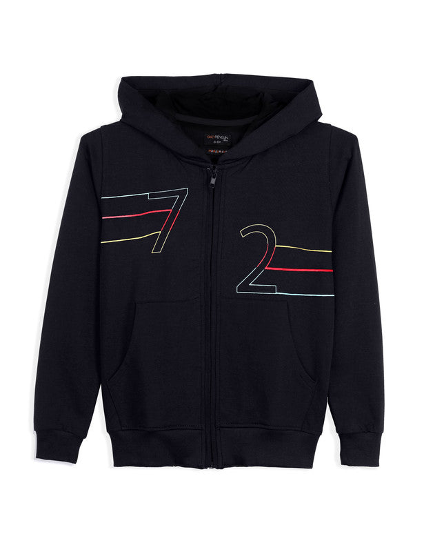 Typograhic Black Zipper Hoodie