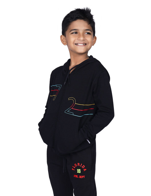 Typograhic Black Zipper Hoodie