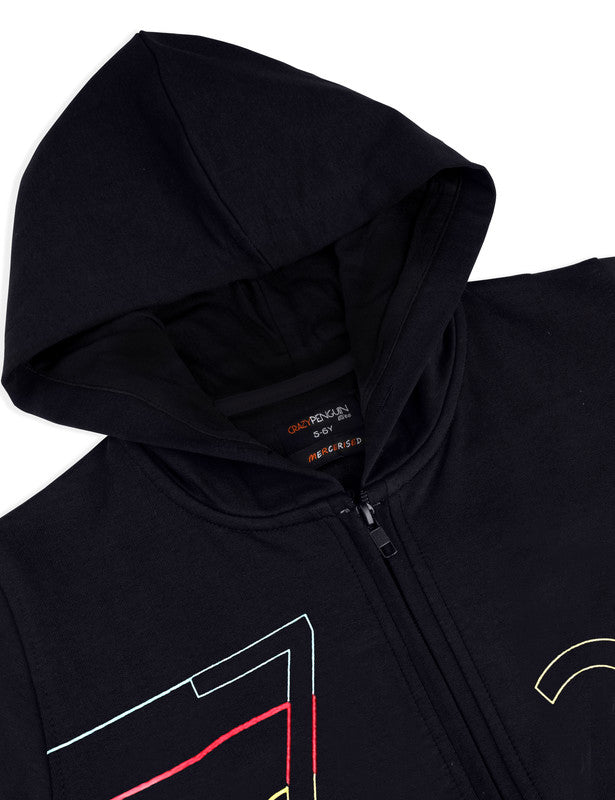 Typograhic Black Zipper Hoodie