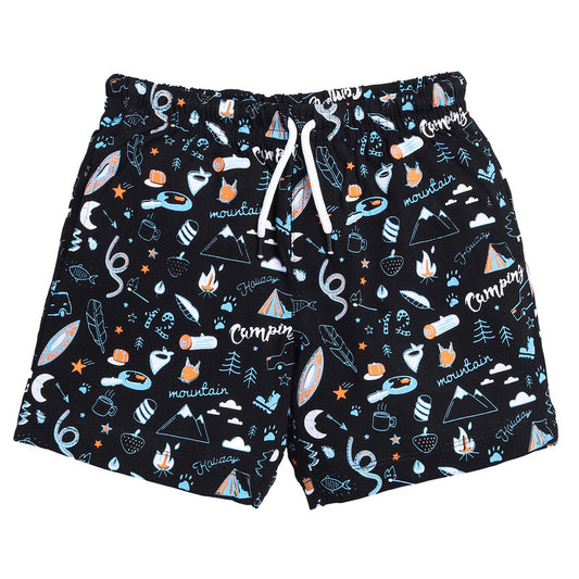 Boys All Over Printed Shorts|Black