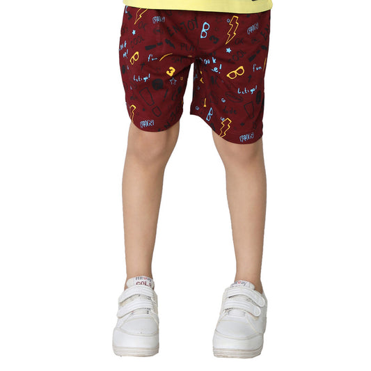 Boys All Over Printed Shorts|Maroon