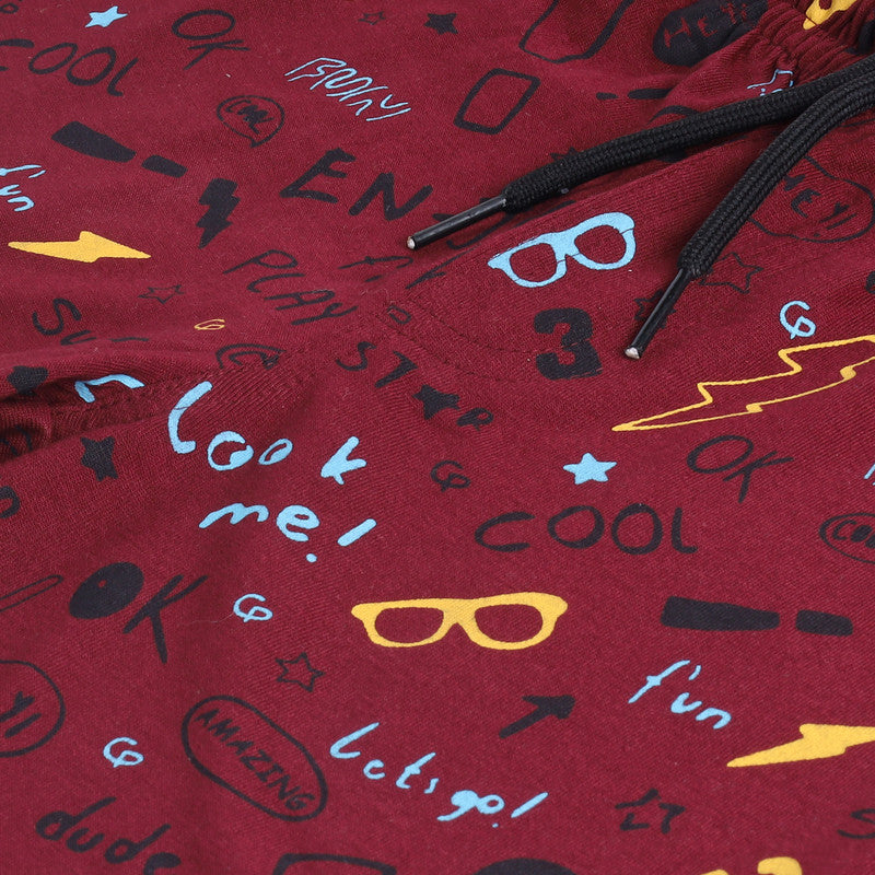 Boys All Over Printed Shorts|Maroon