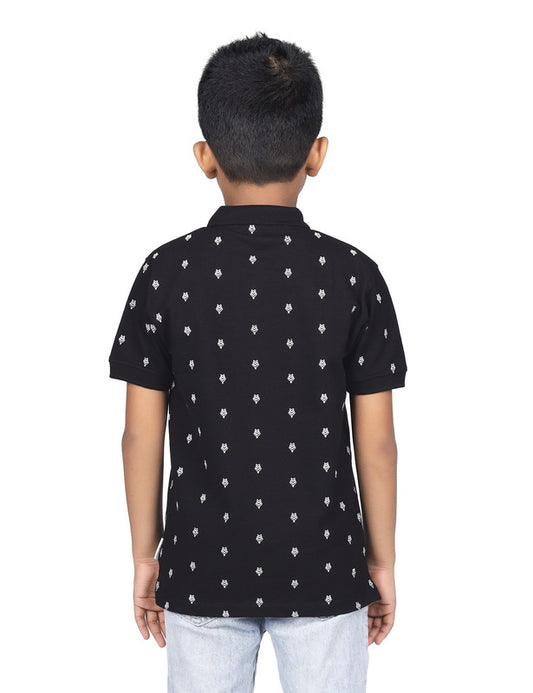Black Graphic Printed Polo
