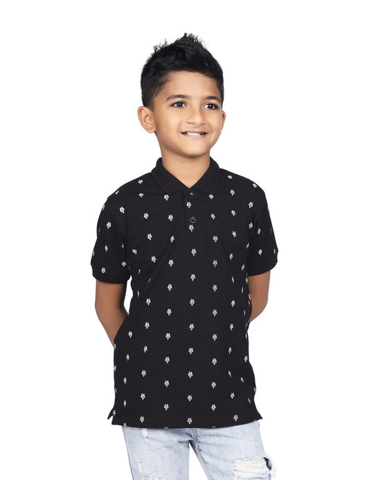 Black Graphic Printed Polo