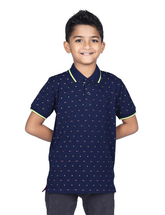 Graphic Printed Polo | Navy