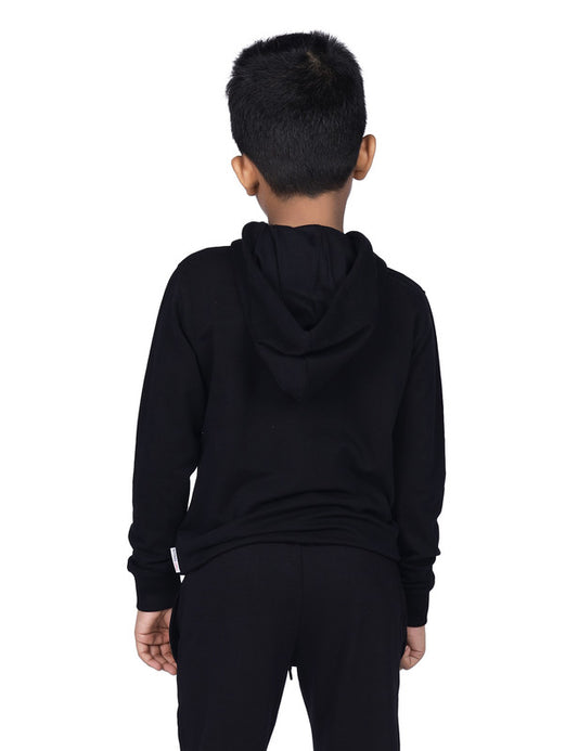 Typograhic Black Zipper Hoodie