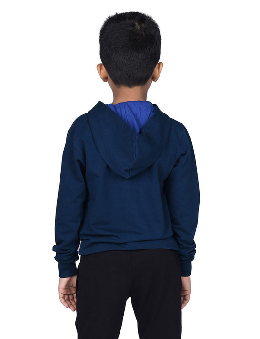 Typograhic Blue Zipper Hoodie