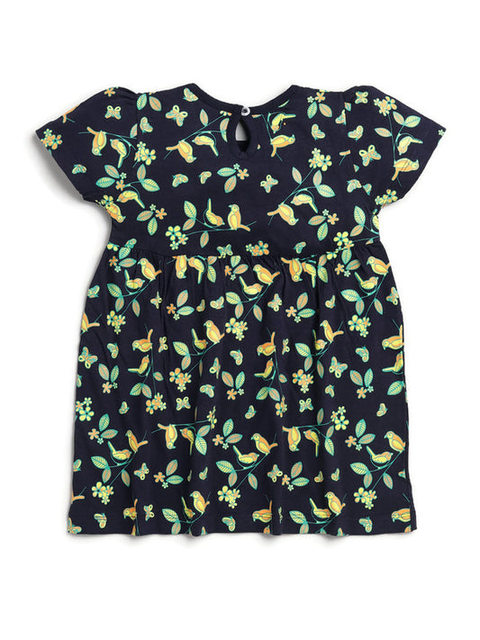 Joyful Prints Frock |Navy